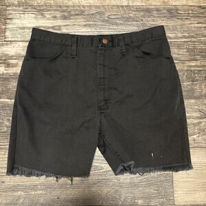 Vintage Wrangler Cut Off Jeans Shorts Black Denim Size 34 x 6.5 inch inseam